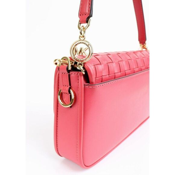 NWT MICHAEL Kors Bradshaw Woven Leather Convertible Shoulder Bag Light Berry Sor - Picture 13 of 14